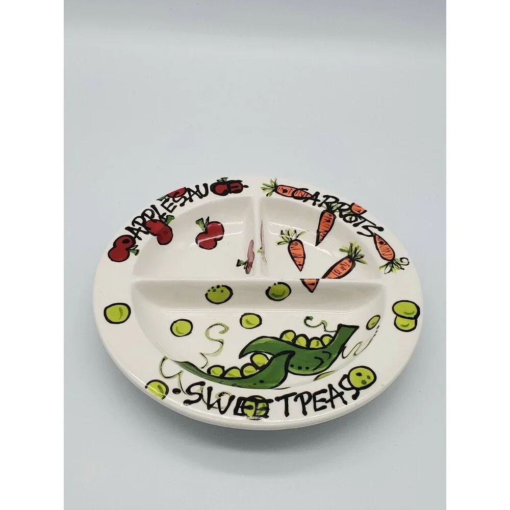 T Cabells Too Child's Divided Plate Magnolia Lane Applesauce Carrots Sweet Peas